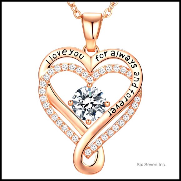 Sterling Silver Infinity Heart Pendant Necklace Elegant Minimal Anniversary Gift